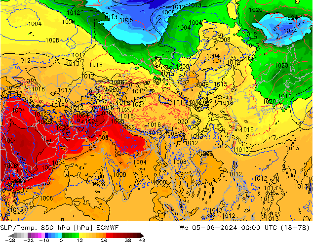 SLP/Temp. 850 hPa ECMWF We 05.06.2024 00 UTC