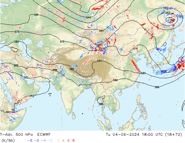 T-Adv. 500 hPa ECMWF di 04.06.2024 18 UTC