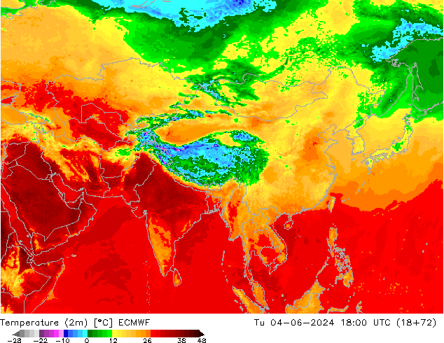 Temperatura (2m) ECMWF mar 04.06.2024 18 UTC