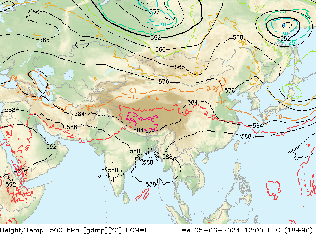 Height/Temp. 500 гПа ECMWF ср 05.06.2024 12 UTC
