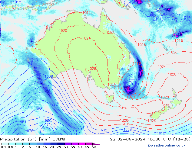 Z500/Rain (+SLP)/Z850 ECMWF dom 02.06.2024 00 UTC