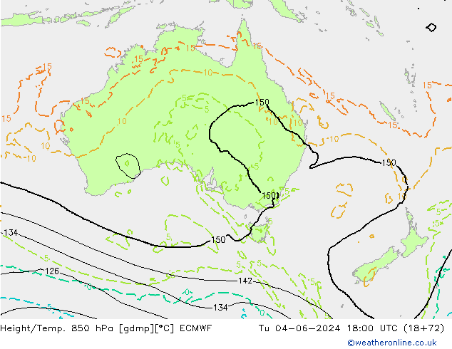 Z500/Rain (+SLP)/Z850 ECMWF wto. 04.06.2024 18 UTC