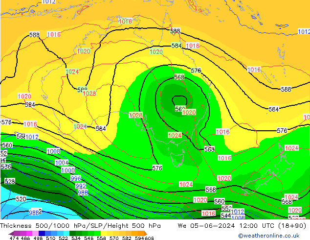 Thck 500-1000hPa ECMWF We 05.06.2024 12 UTC