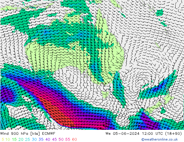 Wind 900 hPa ECMWF We 05.06.2024 12 UTC