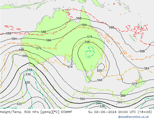 Z500/Rain (+SLP)/Z850 ECMWF dom 02.06.2024 00 UTC