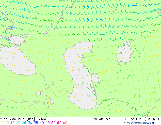 Wind 700 hPa ECMWF We 05.06.2024 12 UTC