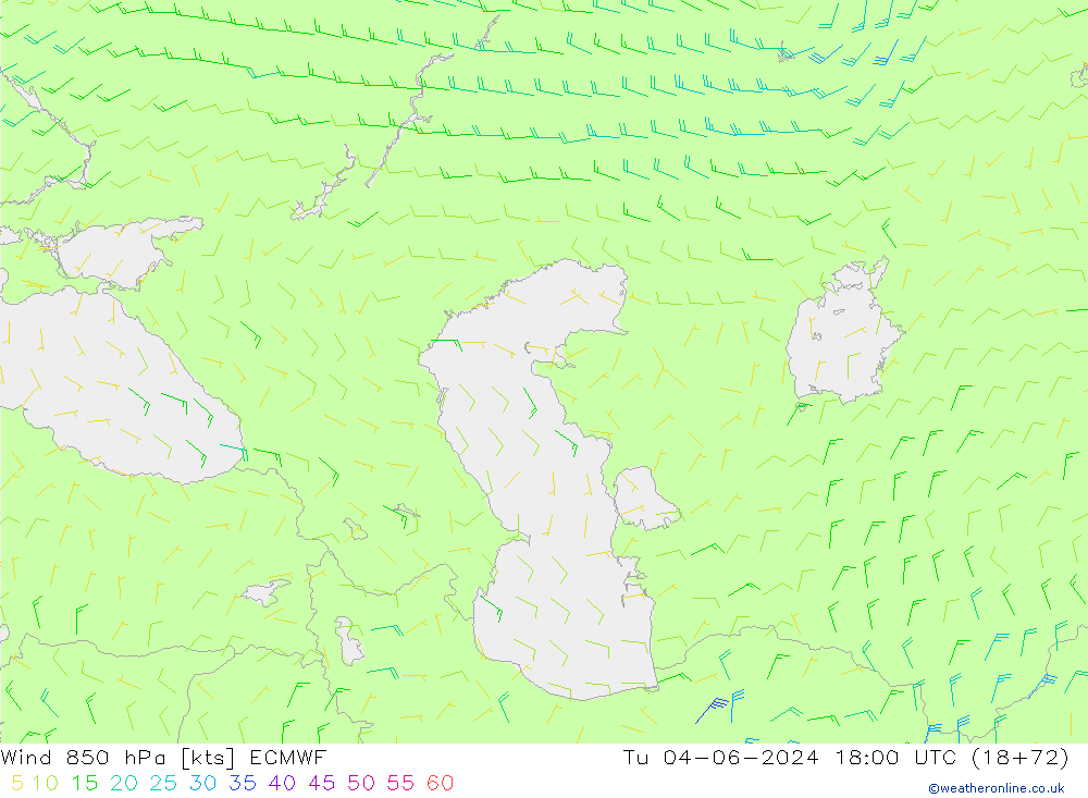 Rüzgar 850 hPa ECMWF Sa 04.06.2024 18 UTC