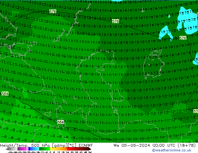 Z500/Rain (+SLP)/Z850 ECMWF We 05.06.2024 00 UTC