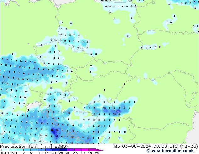 Precipitação (6h) ECMWF Seg 03.06.2024 06 UTC