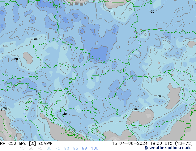 RV 850 hPa ECMWF di 04.06.2024 18 UTC