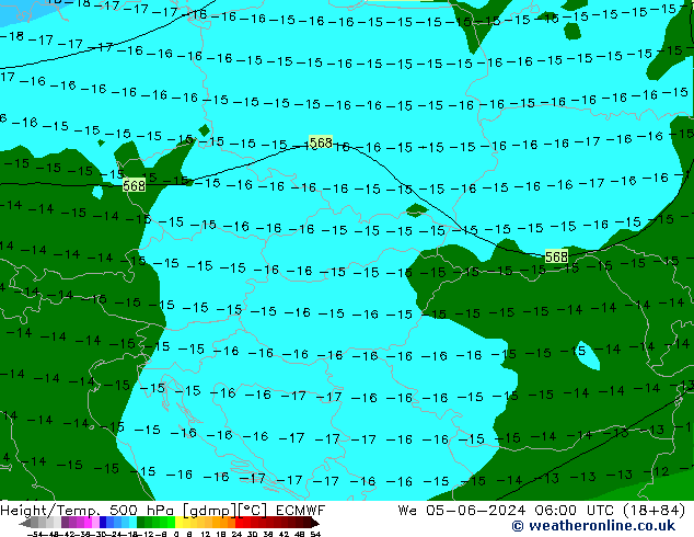 Z500/Rain (+SLP)/Z850 ECMWF We 05.06.2024 06 UTC