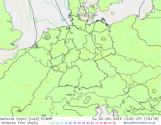 Isotachs (mph) ECMWF dim 02.06.2024 12 UTC