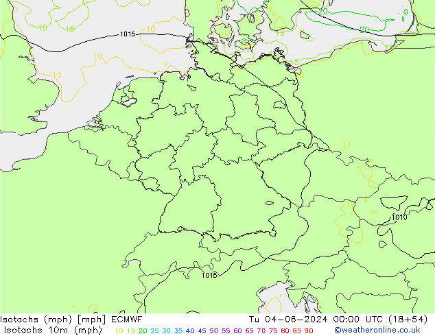 Isotachs (mph) ECMWF Tu 04.06.2024 00 UTC