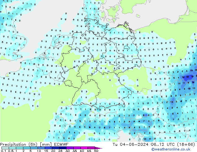 Z500/Rain (+SLP)/Z850 ECMWF Tu 04.06.2024 12 UTC