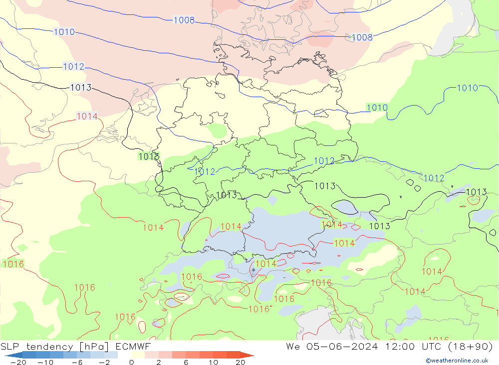 SLP tendency ECMWF We 05.06.2024 12 UTC