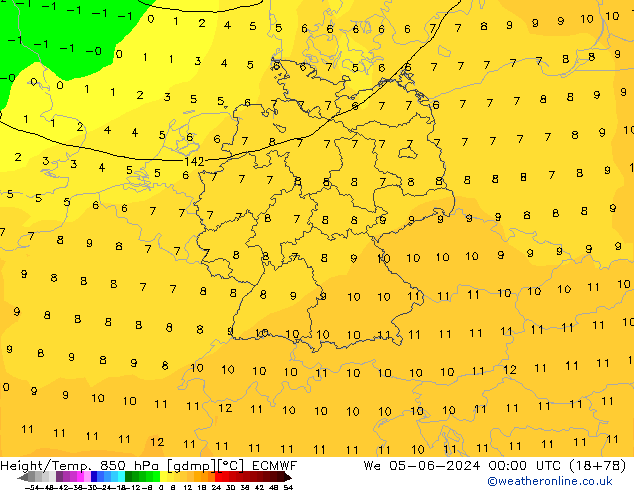 Z500/Rain (+SLP)/Z850 ECMWF St 05.06.2024 00 UTC