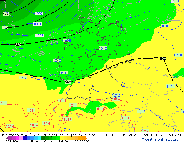 Thck 500-1000hPa ECMWF mar 04.06.2024 18 UTC