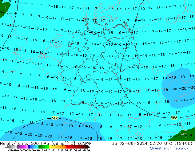 Z500/Rain (+SLP)/Z850 ECMWF 星期日 02.06.2024 00 UTC