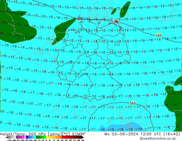 Z500/Rain (+SLP)/Z850 ECMWF Po 03.06.2024 12 UTC