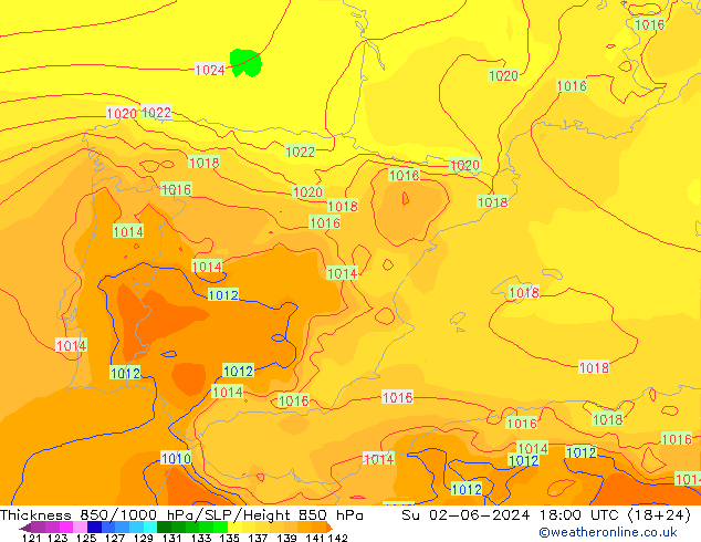 Thck 850-1000 hPa ECMWF  02.06.2024 18 UTC