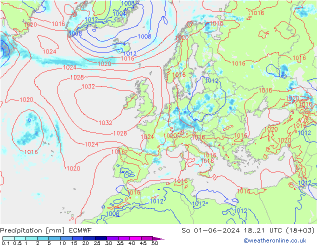 Precipitation ECMWF Sa 01.06.2024 21 UTC