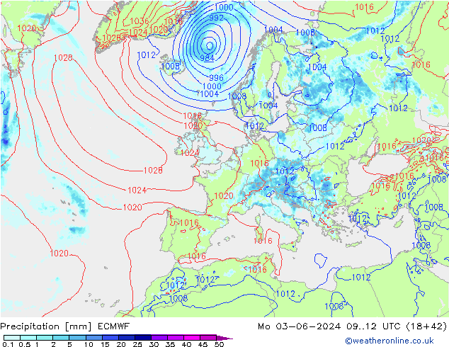 Yağış ECMWF Pzt 03.06.2024 12 UTC