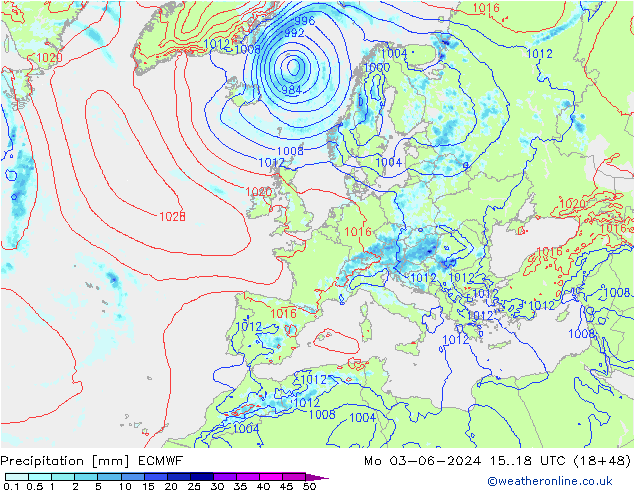 осадки ECMWF пн 03.06.2024 18 UTC