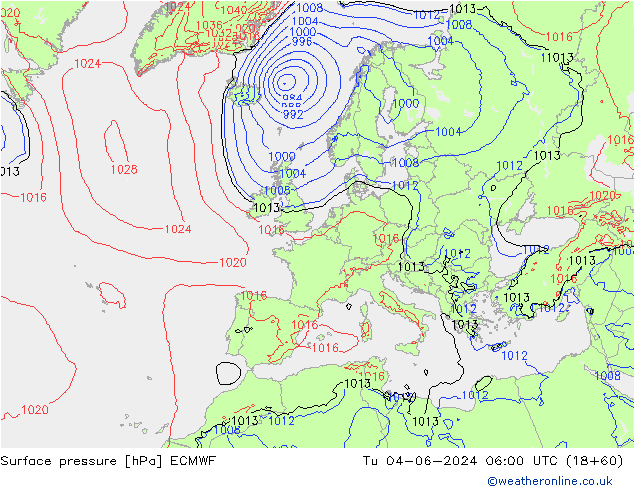 Pressione al suolo ECMWF mar 04.06.2024 06 UTC