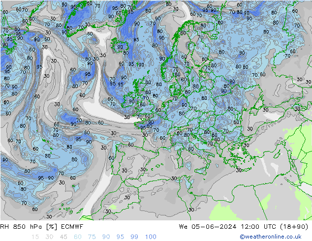 RH 850 hPa ECMWF St 05.06.2024 12 UTC