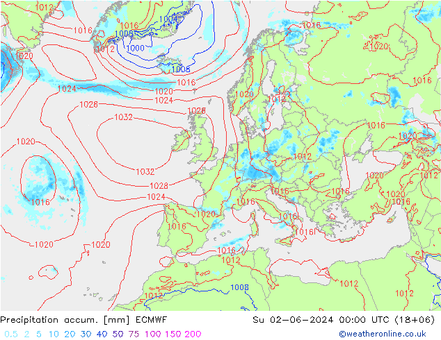 Precipitación acum. ECMWF dom 02.06.2024 00 UTC