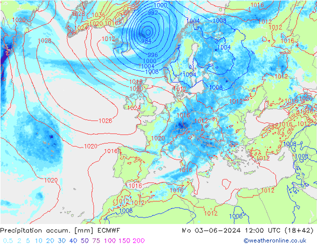 Precipitation accum. ECMWF  03.06.2024 12 UTC