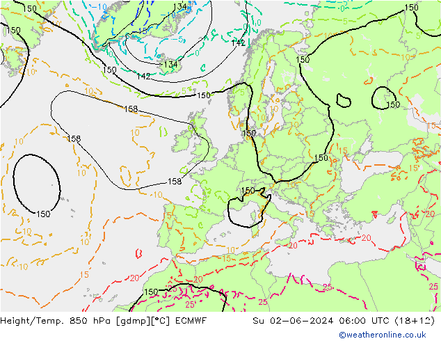 Z500/Rain (+SLP)/Z850 ECMWF Su 02.06.2024 06 UTC