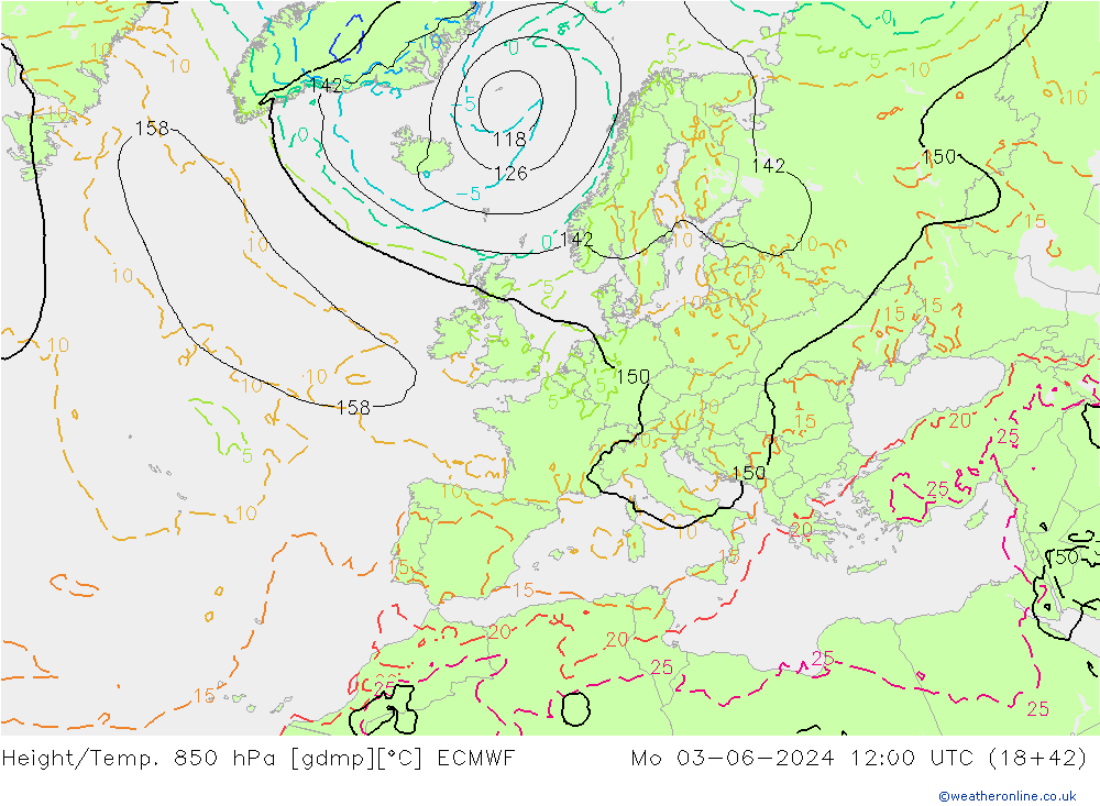 Z500/Rain (+SLP)/Z850 ECMWF Mo 03.06.2024 12 UTC