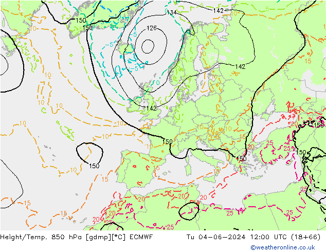 Z500/Rain (+SLP)/Z850 ECMWF Di 04.06.2024 12 UTC