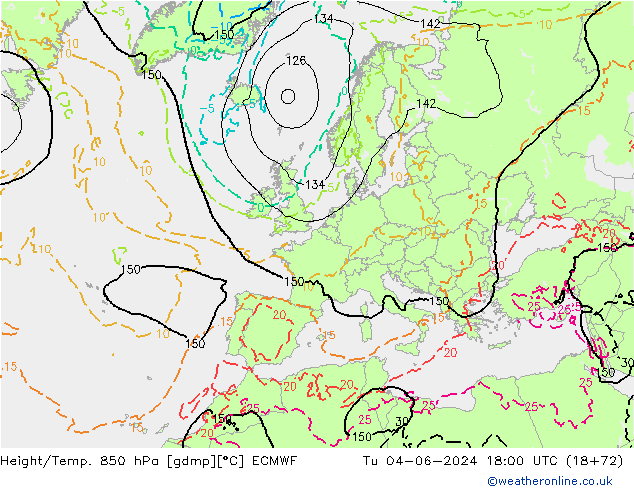 Z500/Rain (+SLP)/Z850 ECMWF Di 04.06.2024 18 UTC