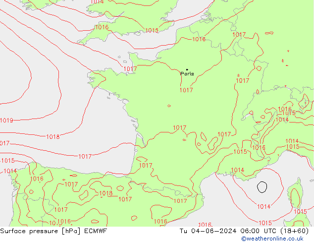 pression de l'air ECMWF mar 04.06.2024 06 UTC