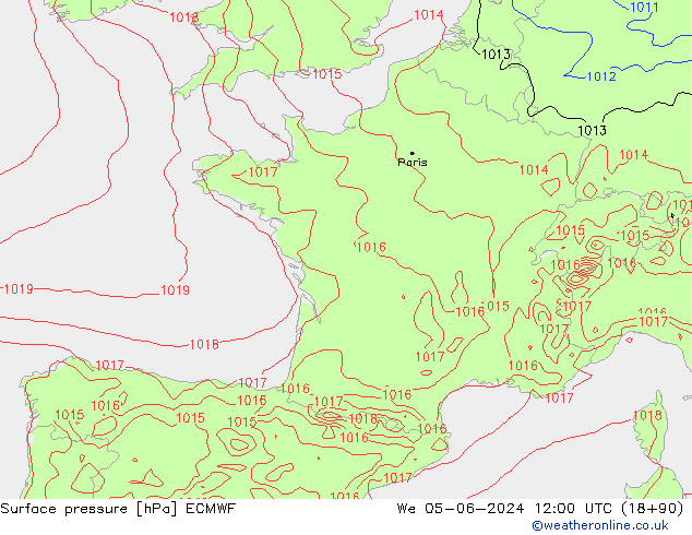 Yer basıncı ECMWF Çar 05.06.2024 12 UTC