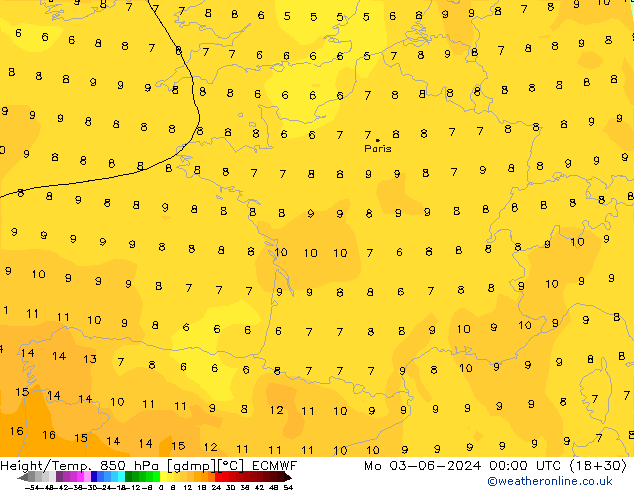 Z500/Rain (+SLP)/Z850 ECMWF пн 03.06.2024 00 UTC