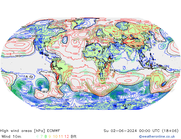 High wind areas ECMWF Su 02.06.2024 00 UTC
