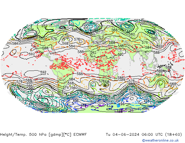 Z500/Rain (+SLP)/Z850 ECMWF Tu 04.06.2024 06 UTC