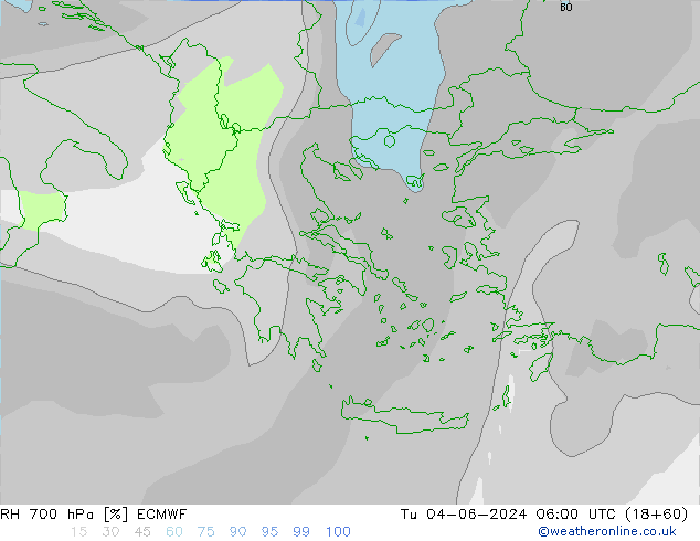 RH 700 hPa ECMWF wto. 04.06.2024 06 UTC