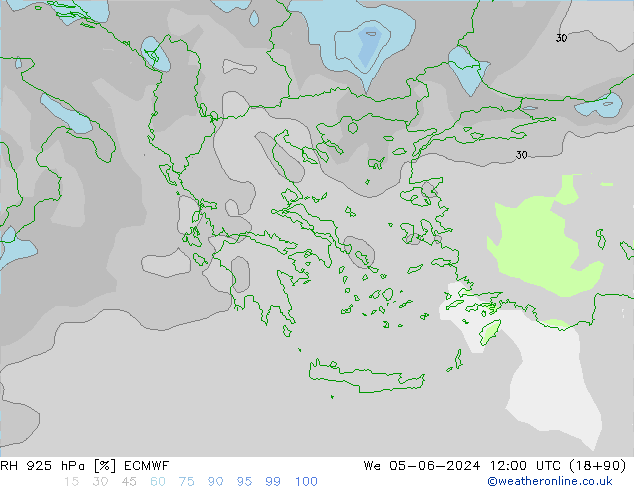 Humedad rel. 925hPa ECMWF mié 05.06.2024 12 UTC