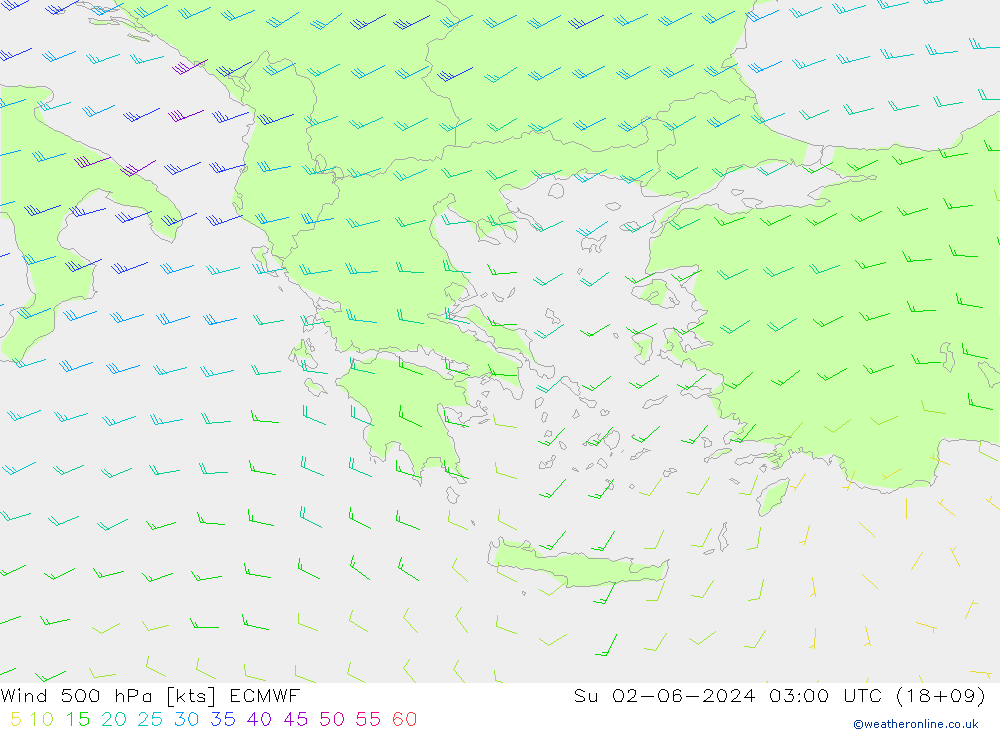 Wind 500 hPa ECMWF Su 02.06.2024 03 UTC