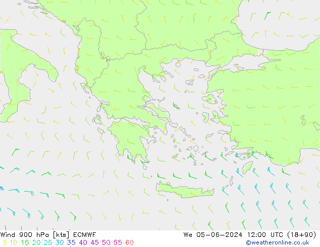 Rüzgar 900 hPa ECMWF Çar 05.06.2024 12 UTC
