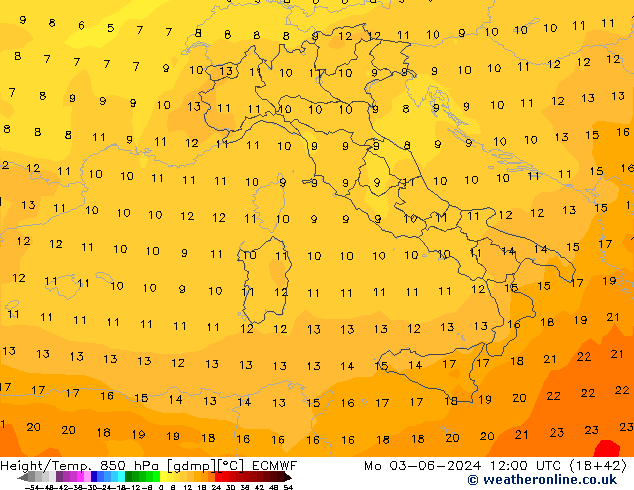 Z500/Rain (+SLP)/Z850 ECMWF lun 03.06.2024 12 UTC