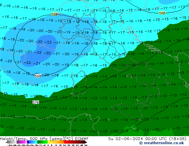 Z500/Rain (+SLP)/Z850 ECMWF Su 02.06.2024 00 UTC