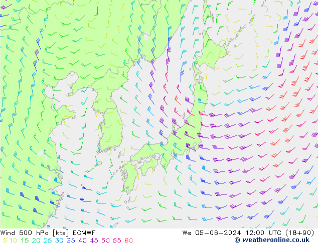 Wind 500 hPa ECMWF St 05.06.2024 12 UTC