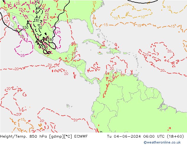 Height/Temp. 850 hPa ECMWF  04.06.2024 06 UTC