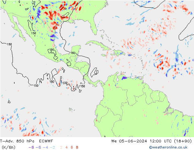 T-Adv. 850 hPa ECMWF We 05.06.2024 12 UTC