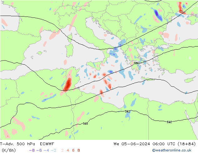 T-Adv. 500 hPa ECMWF  05.06.2024 06 UTC